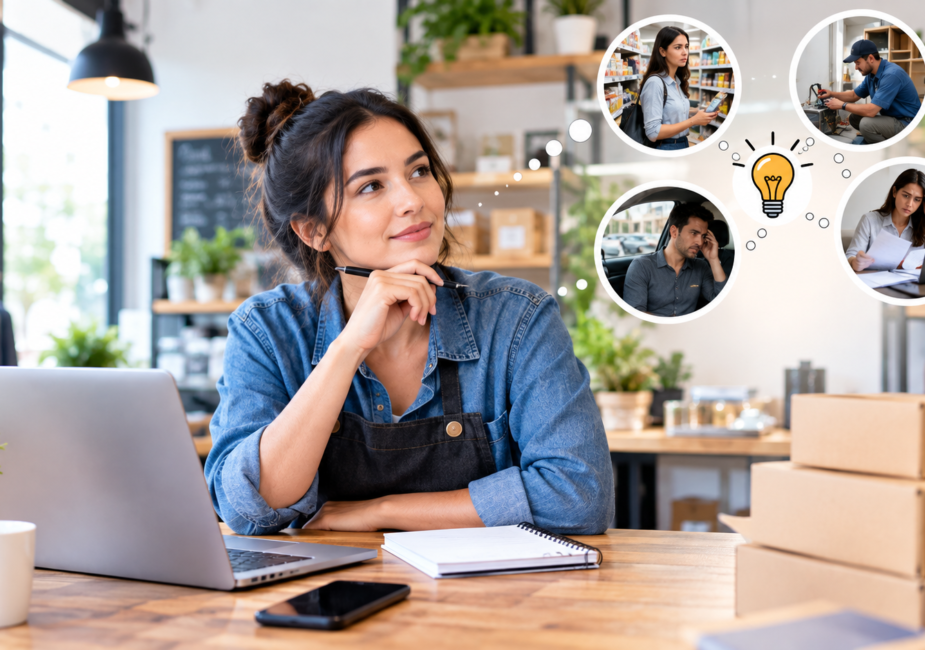 Small business owner identifying everyday customer problems as business opportunities