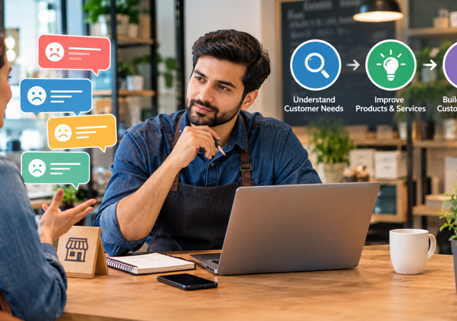 Small business using customer complaints to improve products and services.